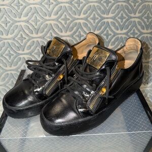 Giuseppe Zanotti Black Sneakers with Gold Accents